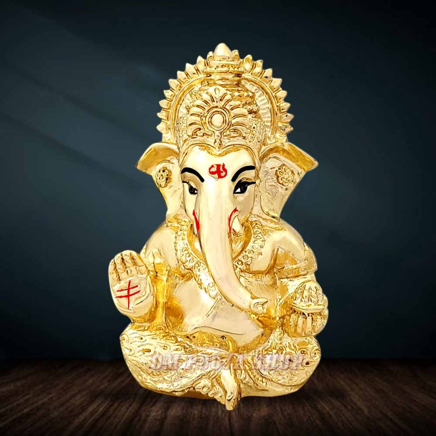 Gajanand Ganesh 24K Gold Plated Statue (Size 2.23_Inch x 2.8_inch)
