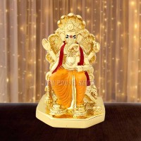 Lal Bag Ke Raja 24Kt Gold Plated with Multi Colored Idol (Size_2.25x3.4x1.9 Inches)