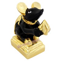 Mouse Ganpati Mushak Statue Golden & Black with Modak for Festival