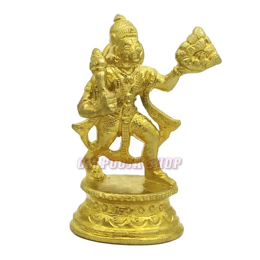 Hanuman Carrying Hill Idol in Panchdhatu - 4 inch