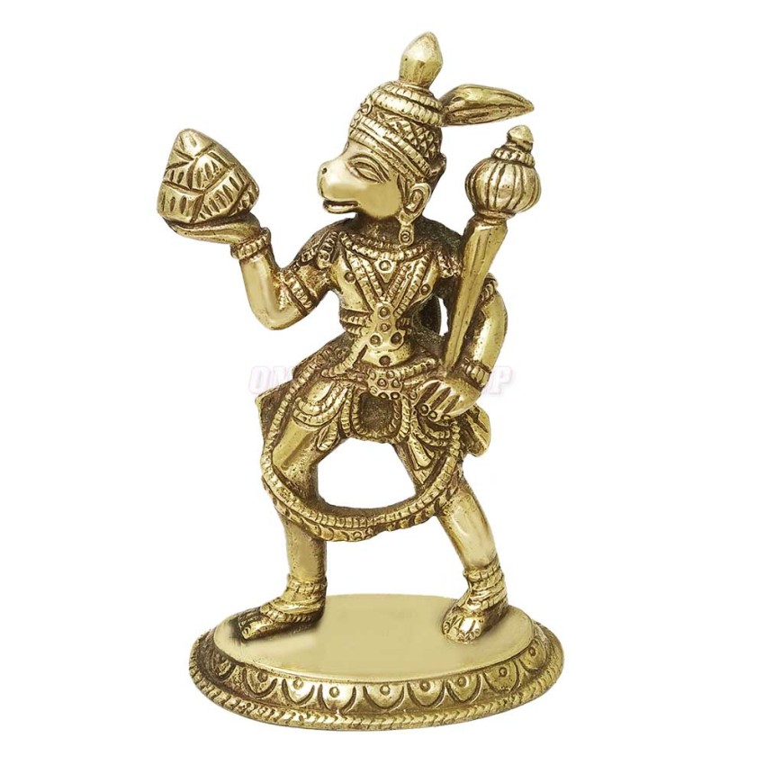 Hanumanji Carrying Mountain Statue in Brass
