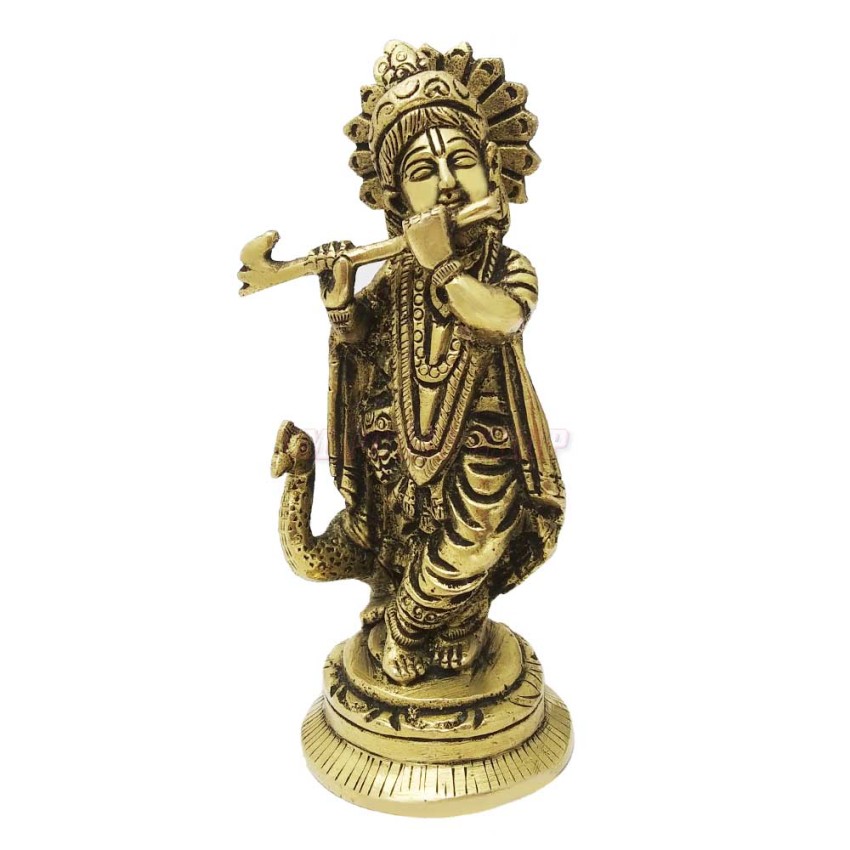 Krishna with Peacock Brass Statue