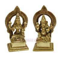 Lakshmi & Ganesha Brass Sculpture Height - 4 inch