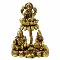 Lakshmi Kuber & Riddhi Idol in Brass - 5 Inch
