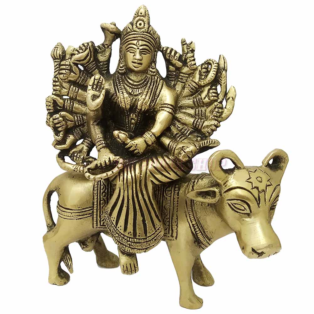 Mahishasura Mardini Durga Avatar Shri Vihat Mata Idol in Brass