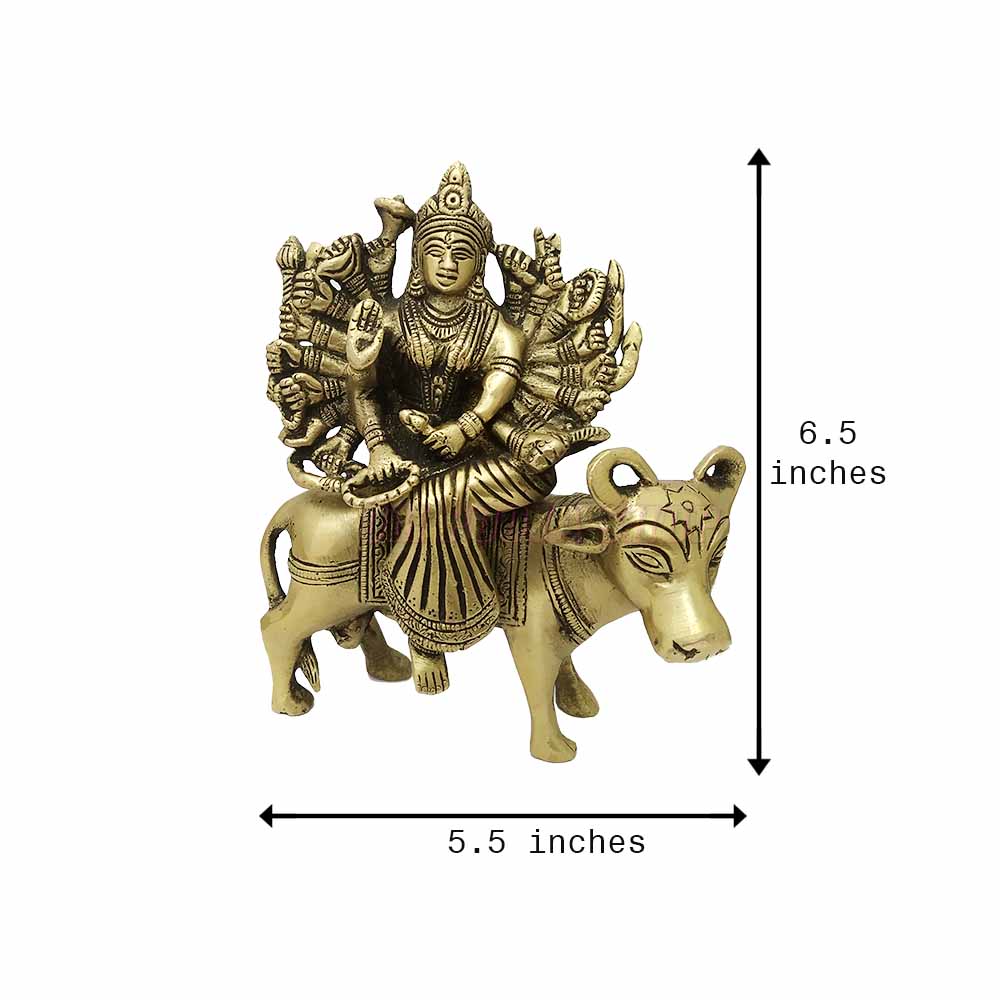 Purpledip Brass Idol Mahishasura-mardini Durga Avatar Shri Vihat MATA Meldi Ma 12158