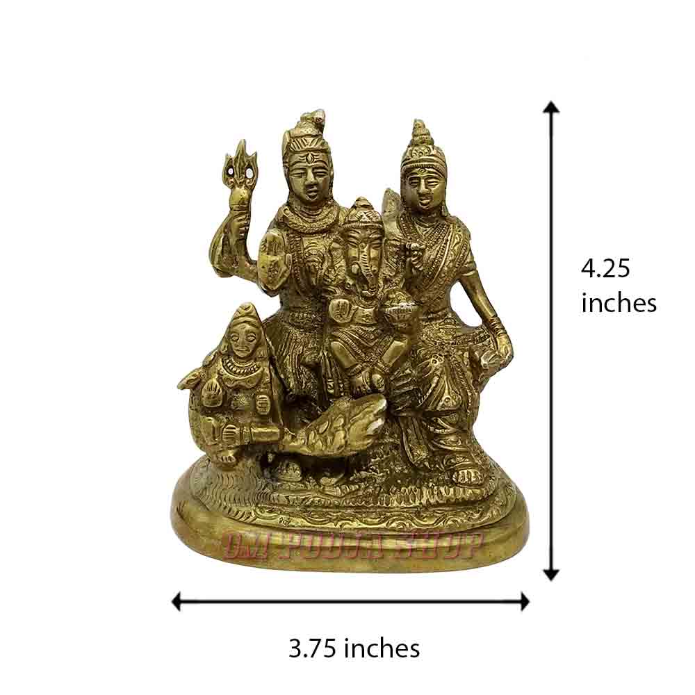 Shiv Parivar Idol Shiv Parivaar Murti Statue Golden Color 11 cm Height 