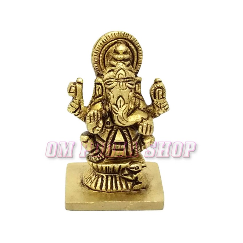 Small Ganpati Brass Idol - 2.4 inches