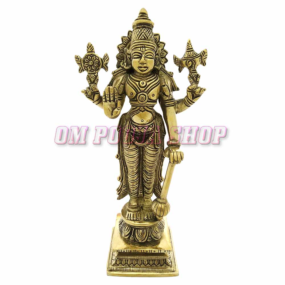 Lord Vishnu Antic Finish Brass Statue in Standing Pose