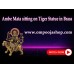 Ambe Mata sitting on Tiger Statue in Brass (Size_5x3.75x1.75 inches)