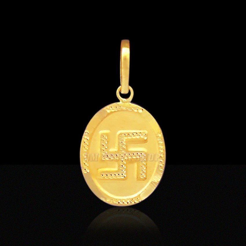 Oval Shape Swastika Good Luck Pendant in 22Kt Pure Gold - 1.07 grams