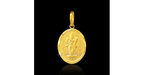 Oval Shaped Laxmi Mata Pendant in 18Kt 