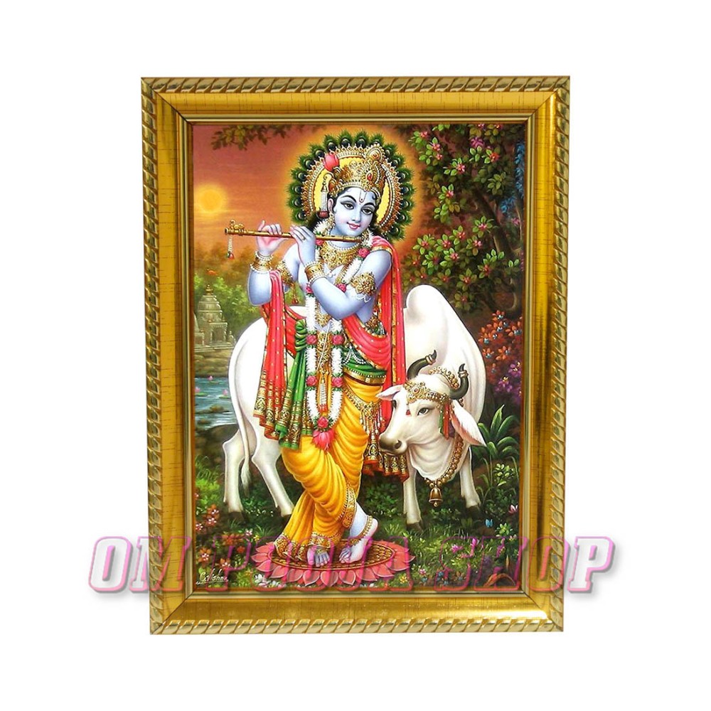Krishna with Cow in Photo frame buy online Krishna with Cow in USA