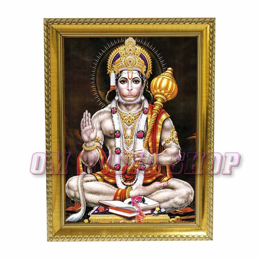 Hanuman in Sitting Pose in Photo Frame