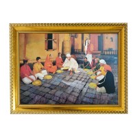 Sai Baba Prasad Giving Photo in Golden Frame