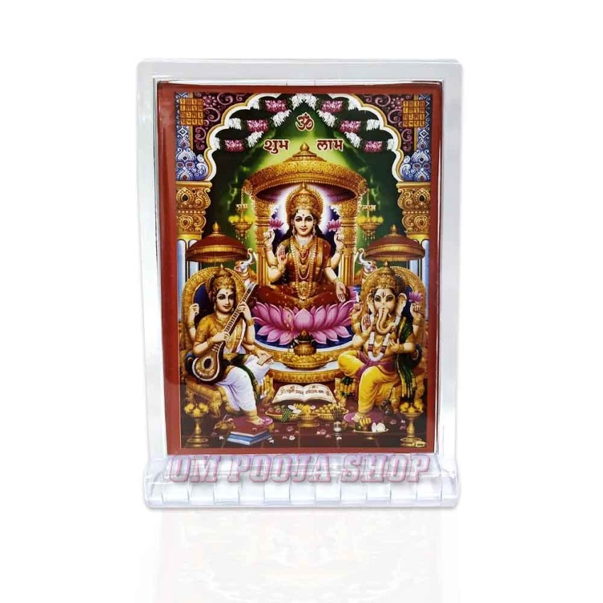 Saraswati Ganesh and Laxmi in Desktop Acrylic Frame
