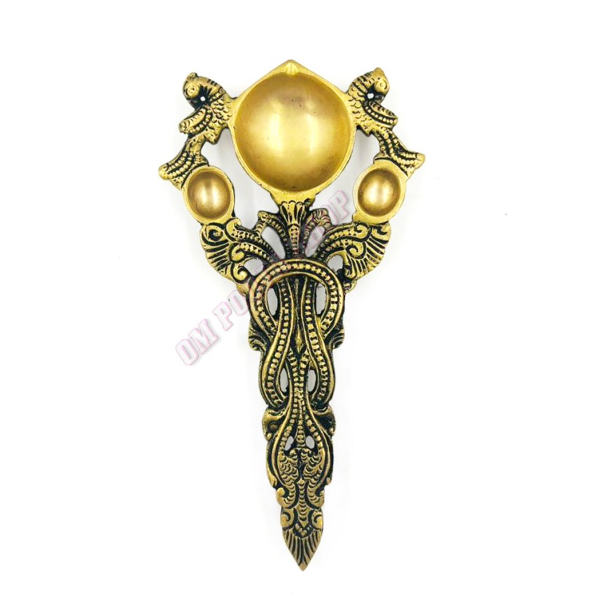 Peacock Designer Kapoor Aarti Diya in Brass