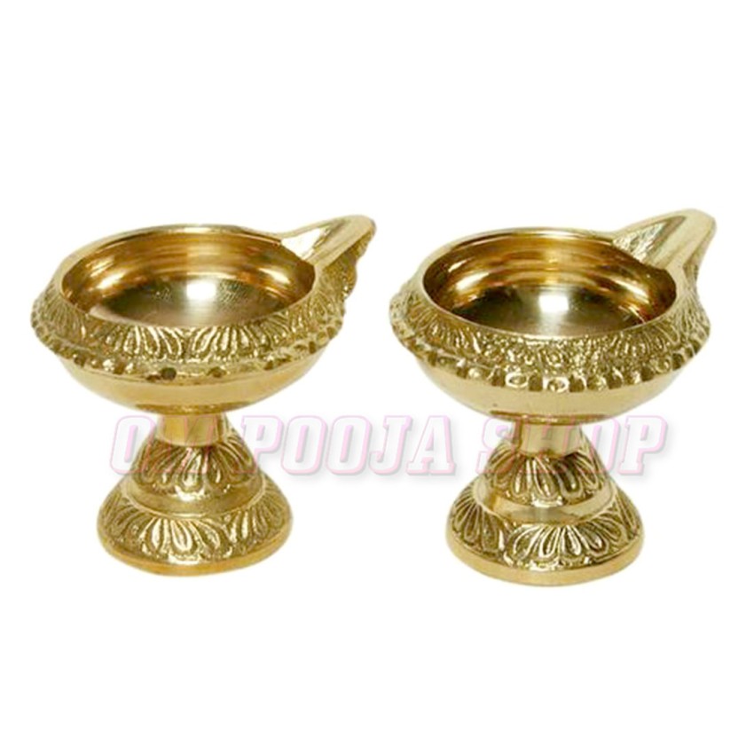 Brass Stand Kuber Diya for Puja set of 2