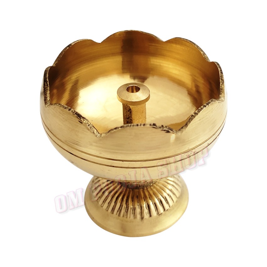 Flower Design Cup Deepak Diya in Brass - Size - 2 x 2.25 inches