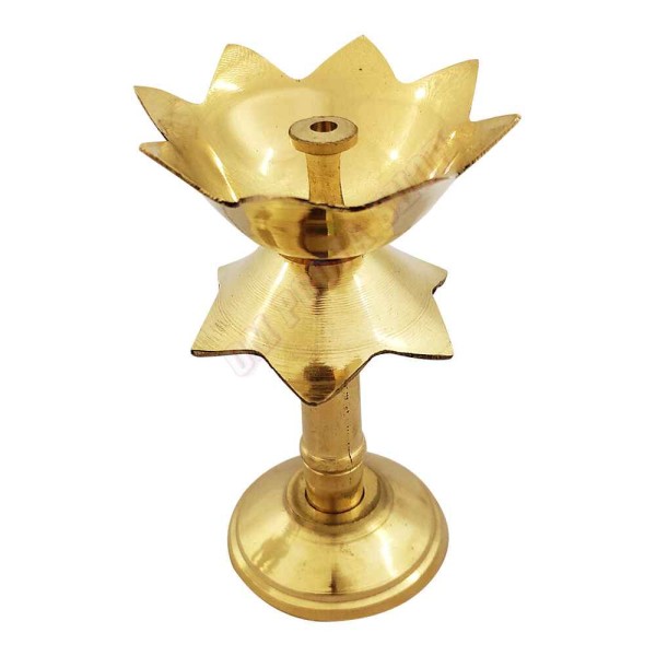 Lotus Design Brass Diya for Pooja & Home Temple