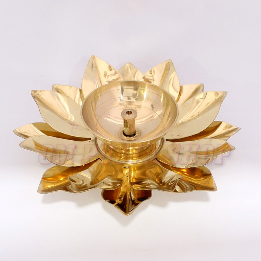 Lotus Diya in Brass for Temple Decor