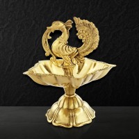 Royal Peacock Design Brass Oil Lamp