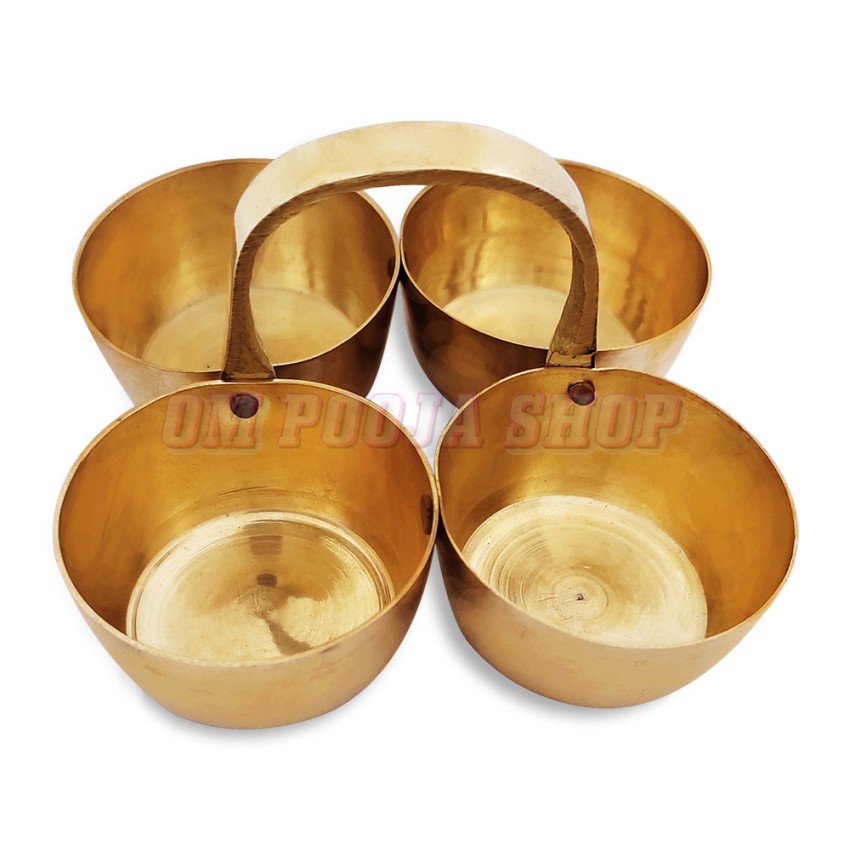 Brass Haldi Kumkum Containers with Four Cup