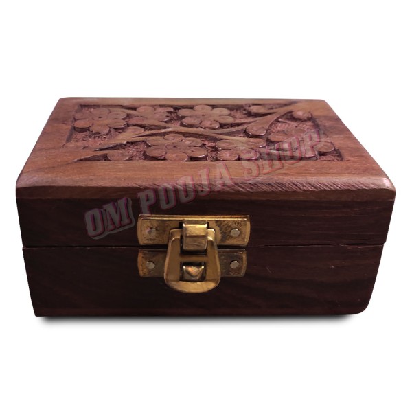 Small Wooden Jewellery Storage Box - Size: 4 x 2.5 x 1.75 inches