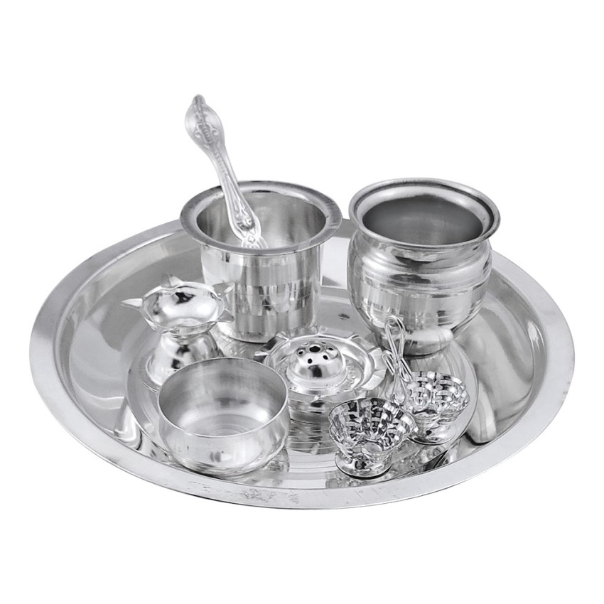 German Silver Pooja Thali Set for Decoration