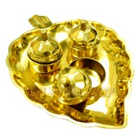 Leaf Shaped Thali with Haldi Kumkum Container