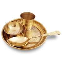 Plate Bowl Glass Spoon Set in Brass - 5 inch