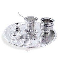 German Silver Shubh Labh Deepawali Puja Thali Set