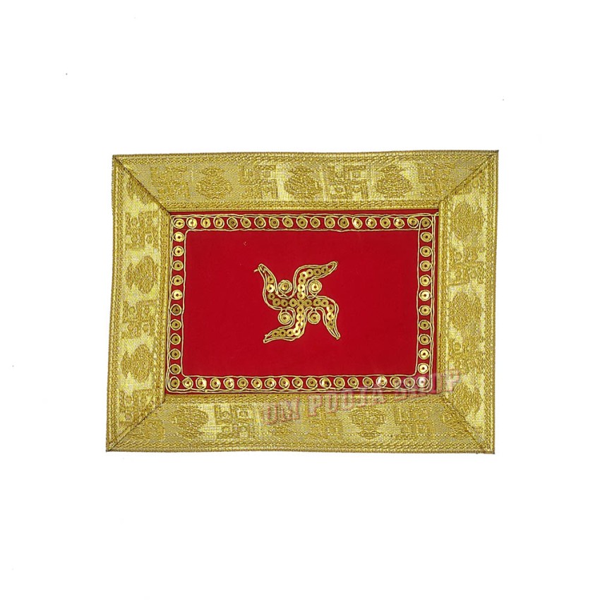 Swastik Embroidery Puja Aasan - Size: 7 x 9 inches