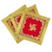 Swastika Embroidery Red Velvet Prayer Aasan - Size: 12 x 12 inches