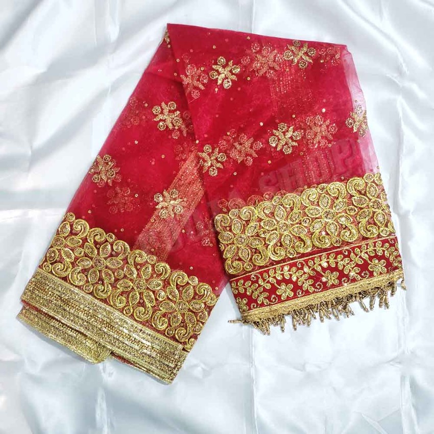 Regal Red Bridal Embroidered Net Chunri