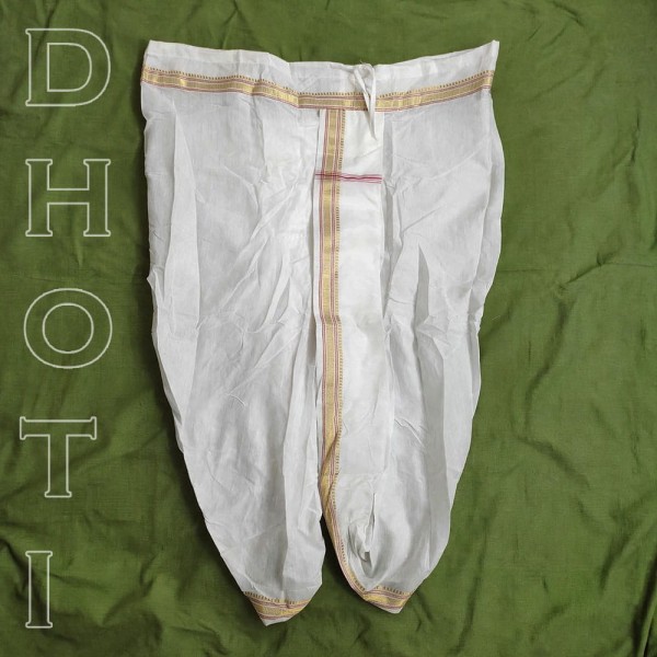 Classic White & Gold Readymade Dhoti Angavastra - Free Size