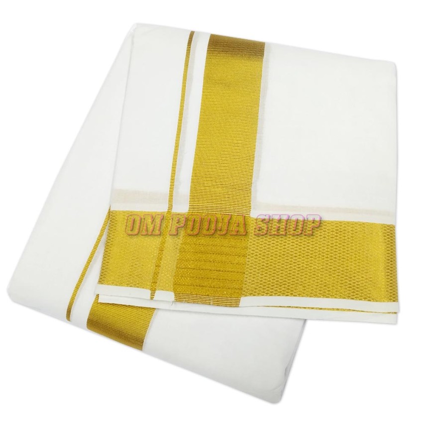 Indian Cotton Dhoti with Angavastram (Shawl) for Men