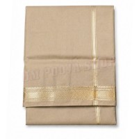 Royal Khaki Silk Dhoti & Angavastram Set with Golden Border