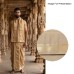 Royal Khaki Silk Dhoti & Angavastram Set with Golden Border