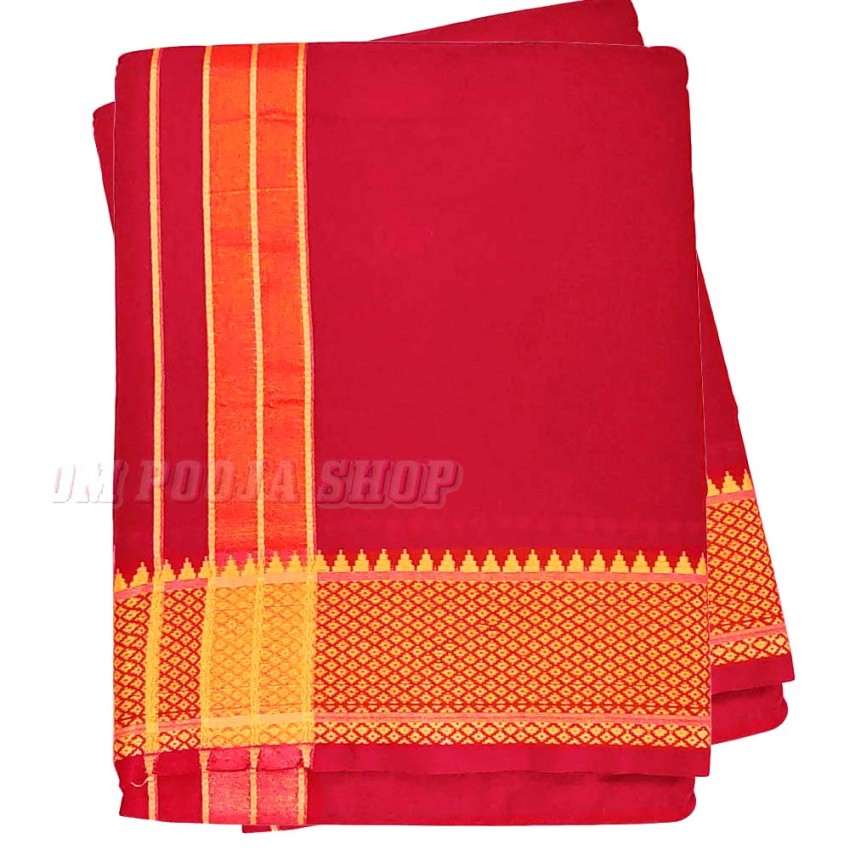 Mens Devotional Guru Cotton Dhoti & Towel (Angavastram) Set Traditional of South Indians