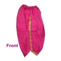 Men's Ready-to-Wear Silk Dhoti Pants with Zari Golden Border - Free Size