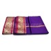 Purple Color Dhoti With Shawl in Silk with Golden Border