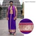 Purple Color Dhoti With Shawl in Silk with Golden Border