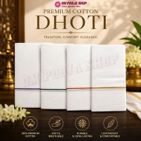 Premium White Cotton Dhoti | Soft & Breathable Traditional Wear