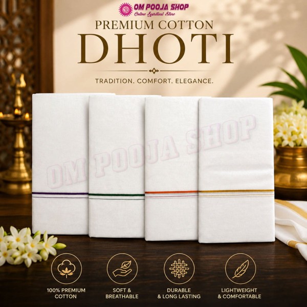 Premium White Cotton Dhoti | Soft & Breathable Traditional Wear