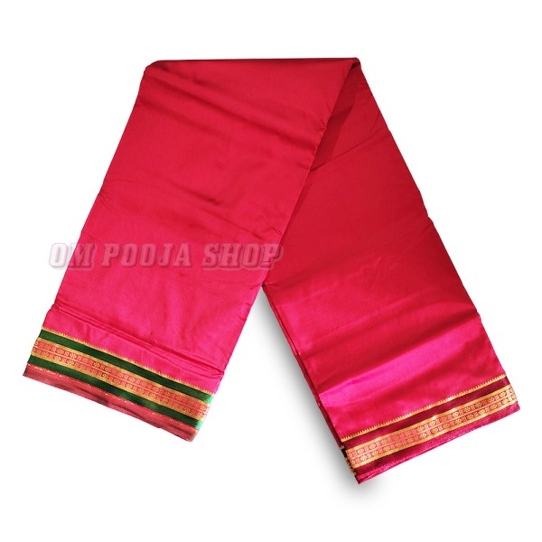 Red Color Mix SIlk Pooja Dhoti and Shawl