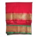 Red Dhoti With Shawl - Silk Golden Border