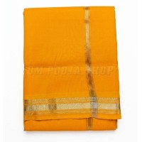 Royal Yellow Color Silk Dhoti With Angavastram with Golden Border