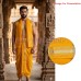 Royal Yellow Color Silk Dhoti With Angavastram with Golden Border
