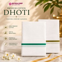 RamRaj White Cotton Dhoti for Men